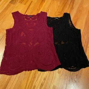 Express lace tanks. One maroon and one black.